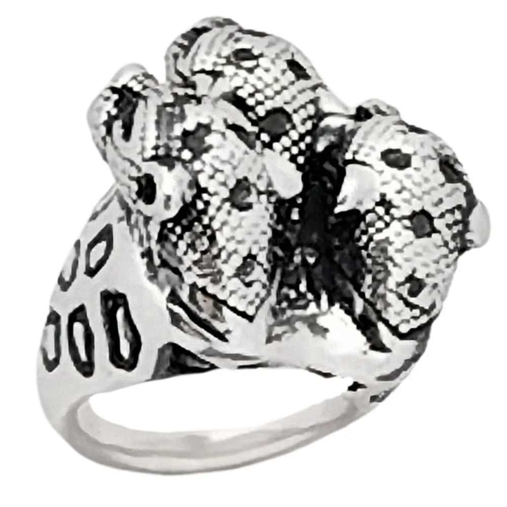 Three Cheetah Head Sterling Silver Ring | 10 Grams | Size 8 | NWOT